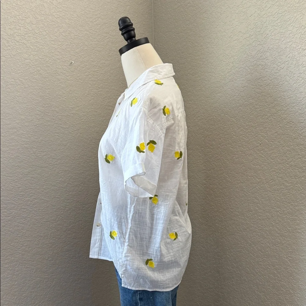 Anthropologie Maeve Linen Fruit Surf Short Sleeve Buttondown - Picture 6 of 7
